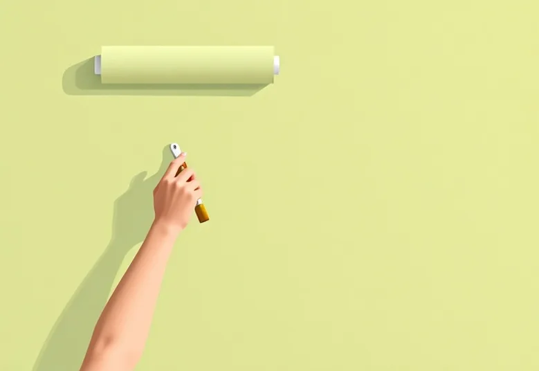 Pose de papier peint, rouleau et brosse à maroufler